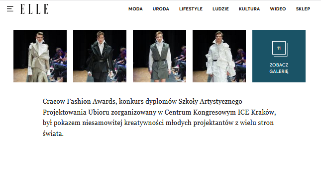 SAPU Cracow Fashion Awards, fashion school